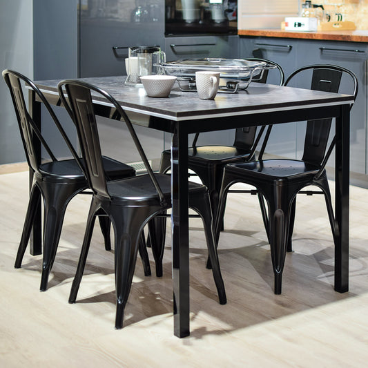 Modern Marble Top Metal Legs Dining Set