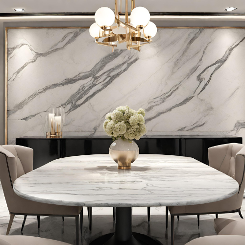 Oval Marble 5 Piece Dining Set